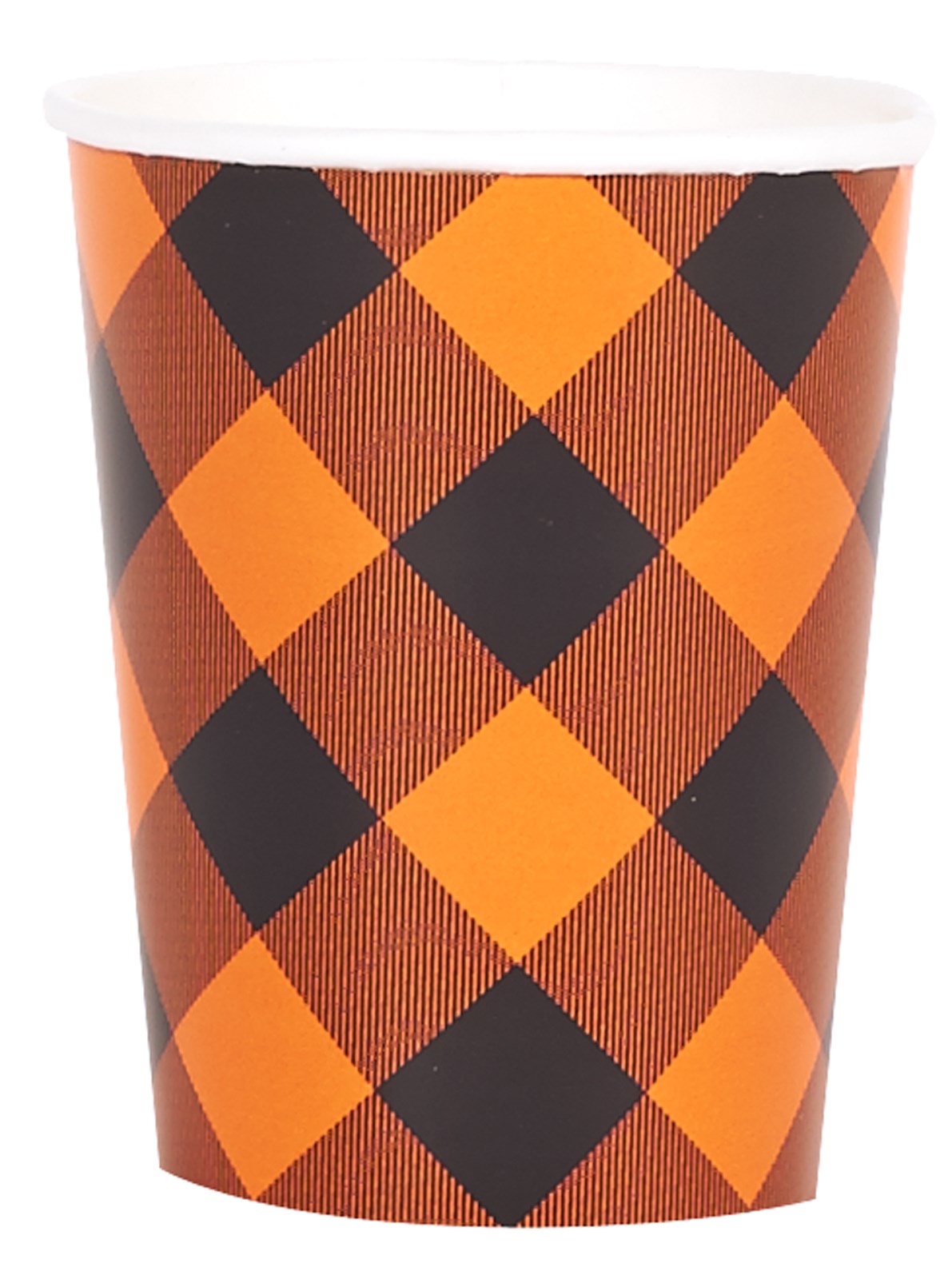 Orange and Black Plaid 9 oz. Cups (8) for the 2022 Costume season.