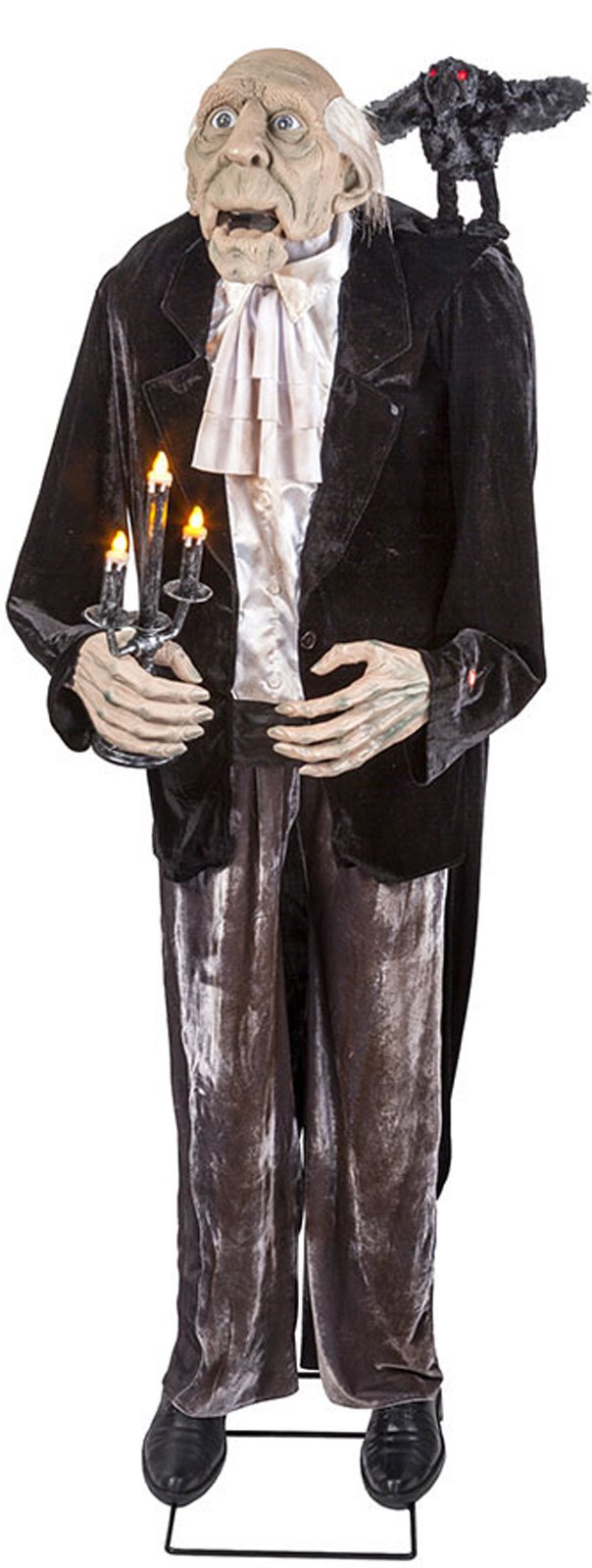 Animated Talking Butler And Crow With Light Up Candelabra