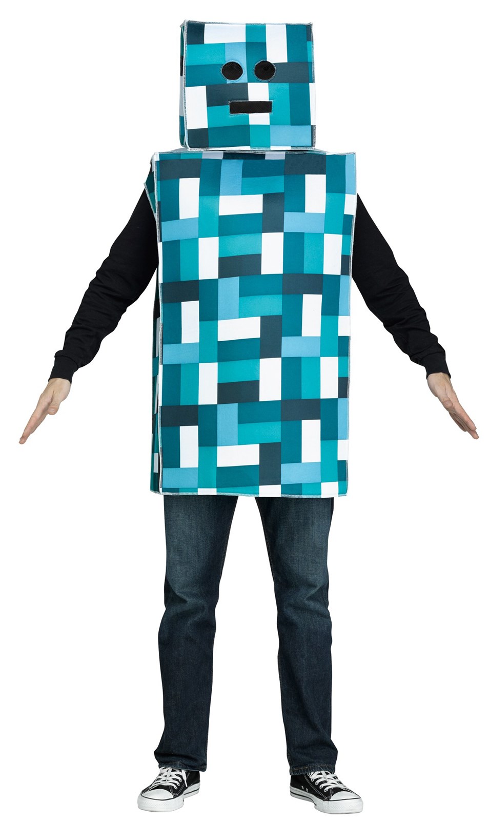 Blue Pixel Robot Costume For Adults