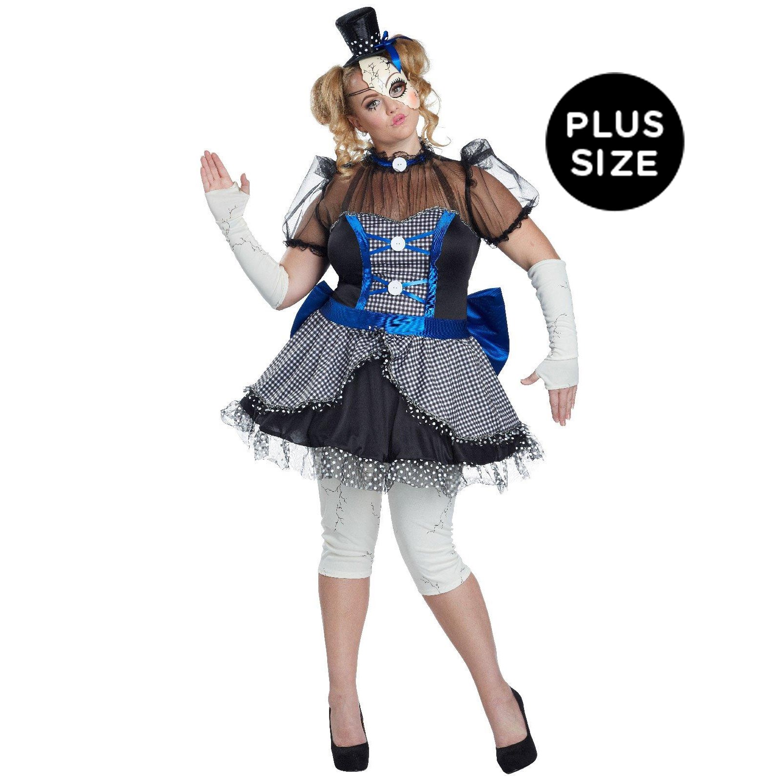 Blue Plus Size Broken Doll Costume For Women
