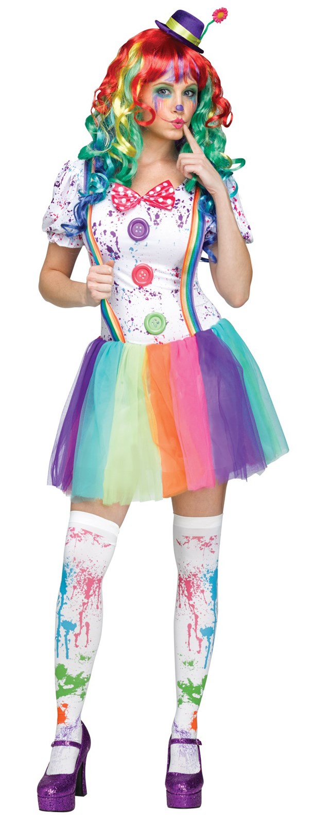 Crazy Color Clown Costume For Adults