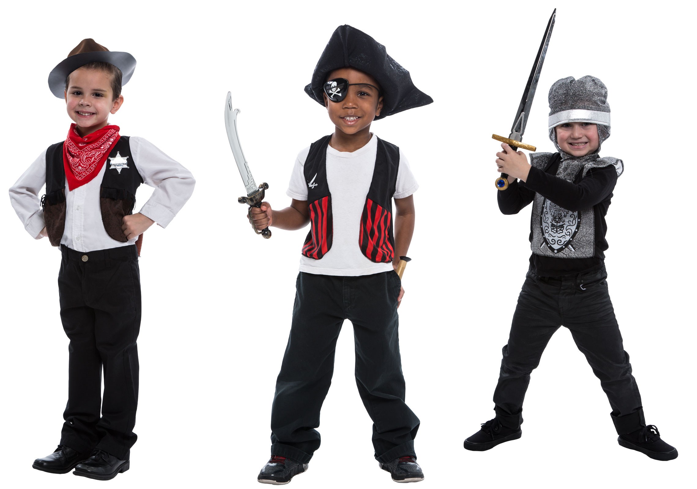 Deluxe 3-in-1 Costume Set: Pirate, Knight & Sheriff