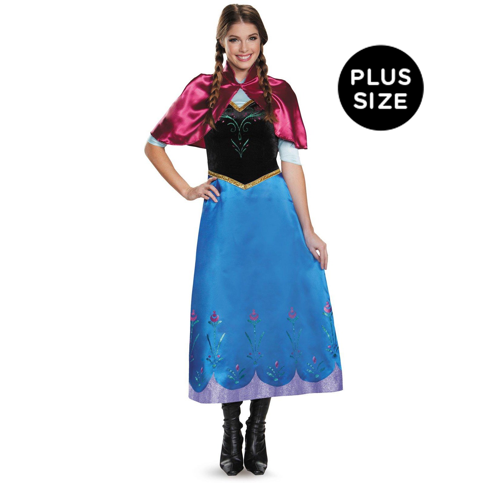 Frozen: Womens Plus Size Deluxe Anna Traveling Gown Costume