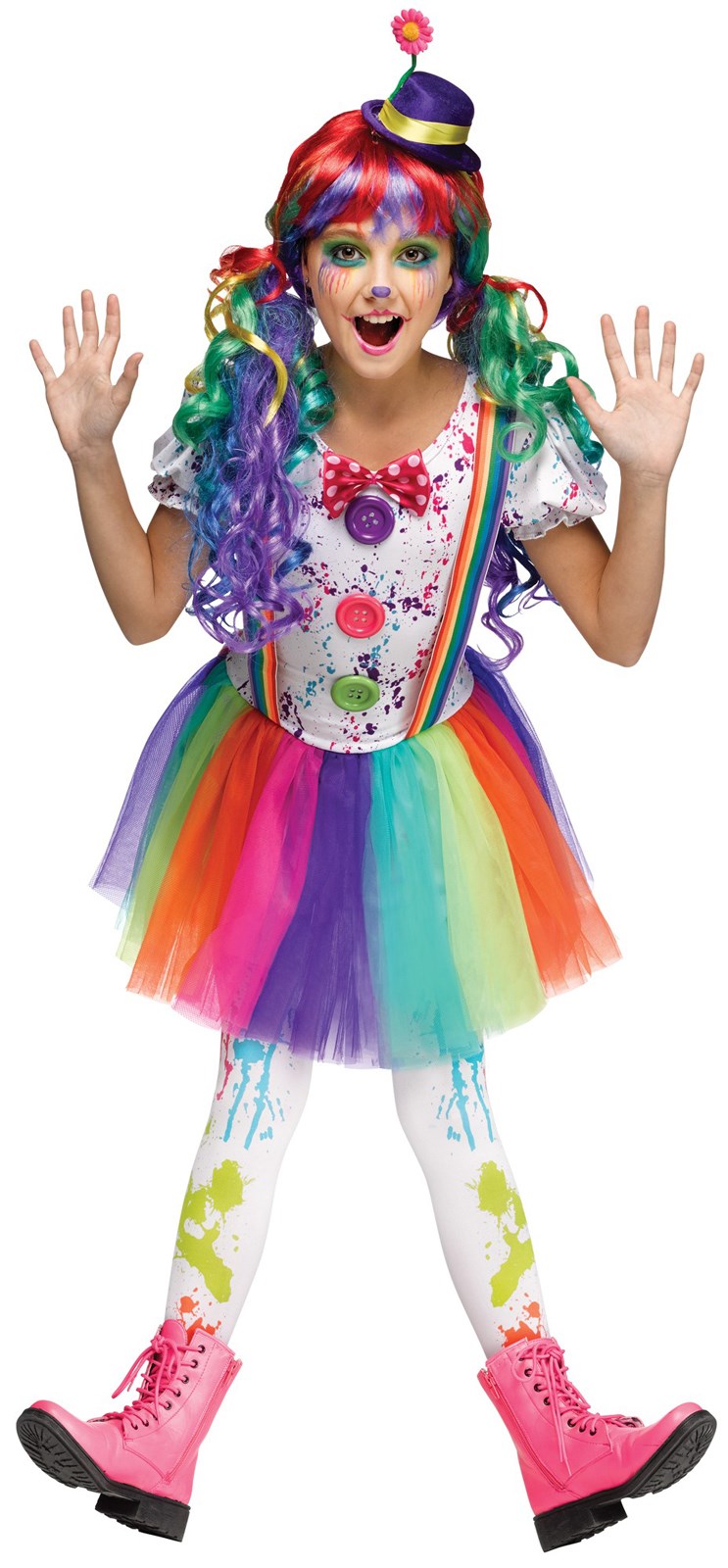 Kids Crazy Color Clown Costume
