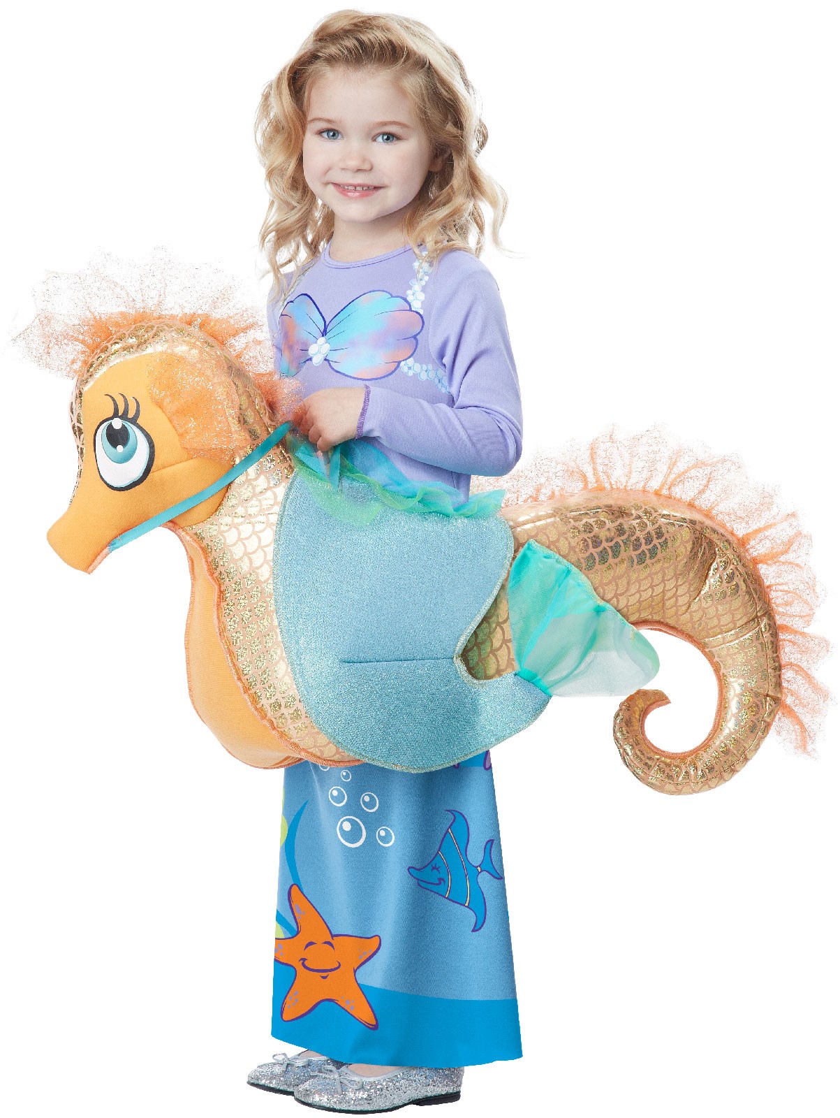Kids Mermaid Riding a Seahorse Rider Costume
