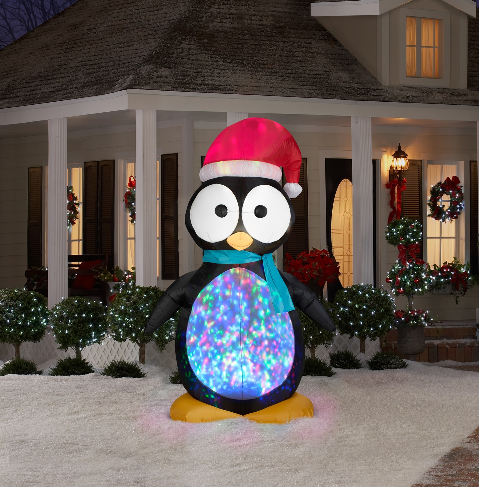 Large Penguin with Kaleidoscope Lights Airblown Yard Decoration