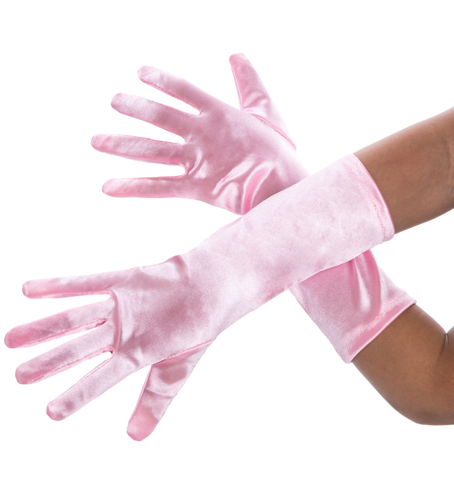 Light Pink Long Satin Child Gloves