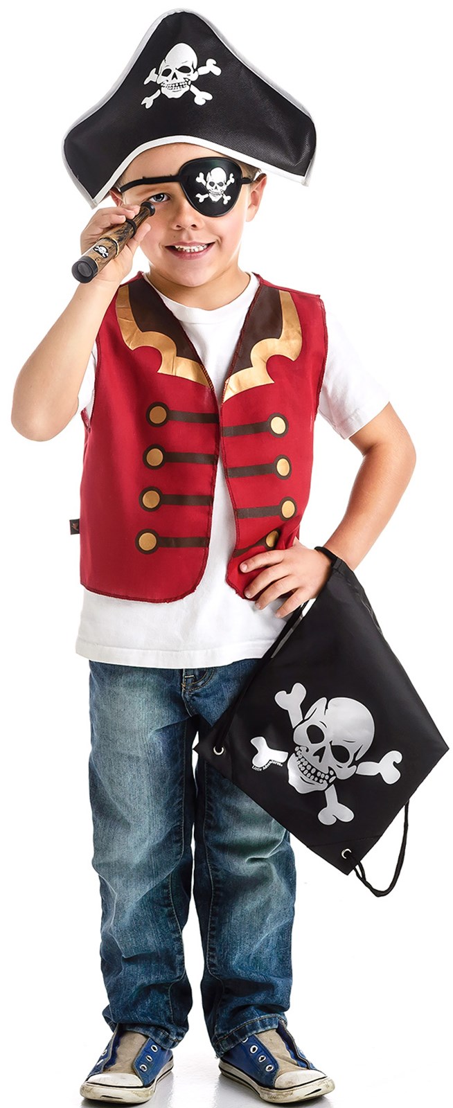 Pirate Drawstring Backpack Dress Up Set For Boys