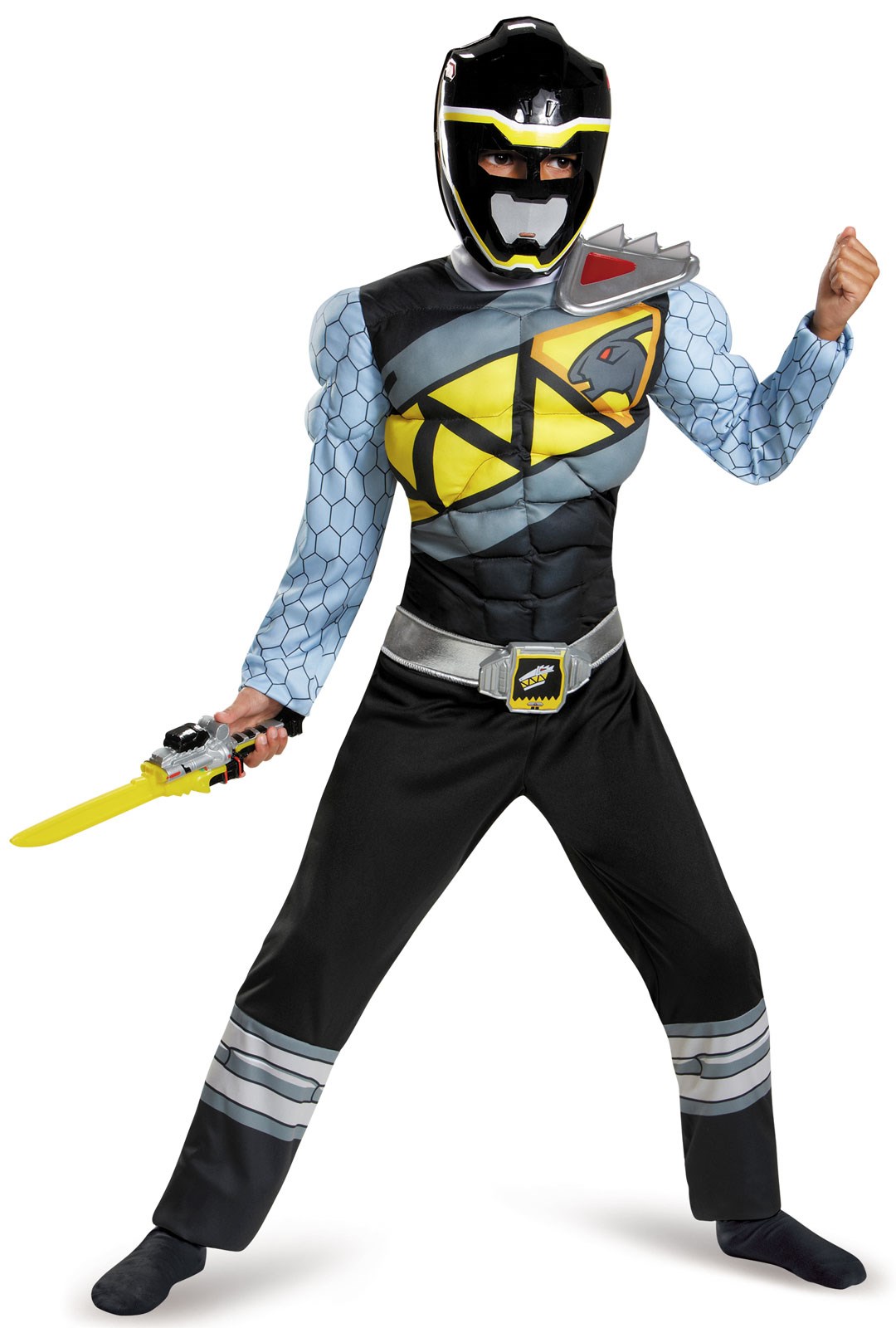 Power Rangers Dino Charge: Black Ranger Muscle Costume For Boys