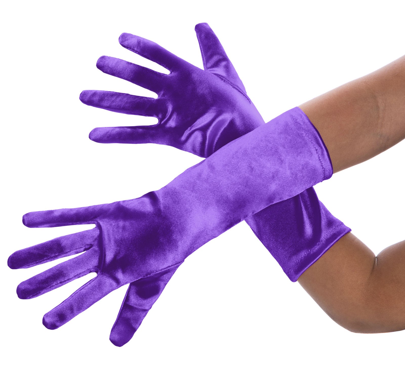 Purple Long Satin Child Gloves