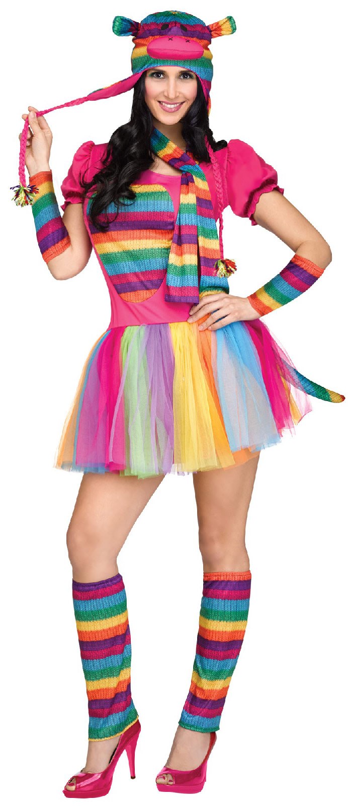 Rainbow Sock Monkey Costume For Adults