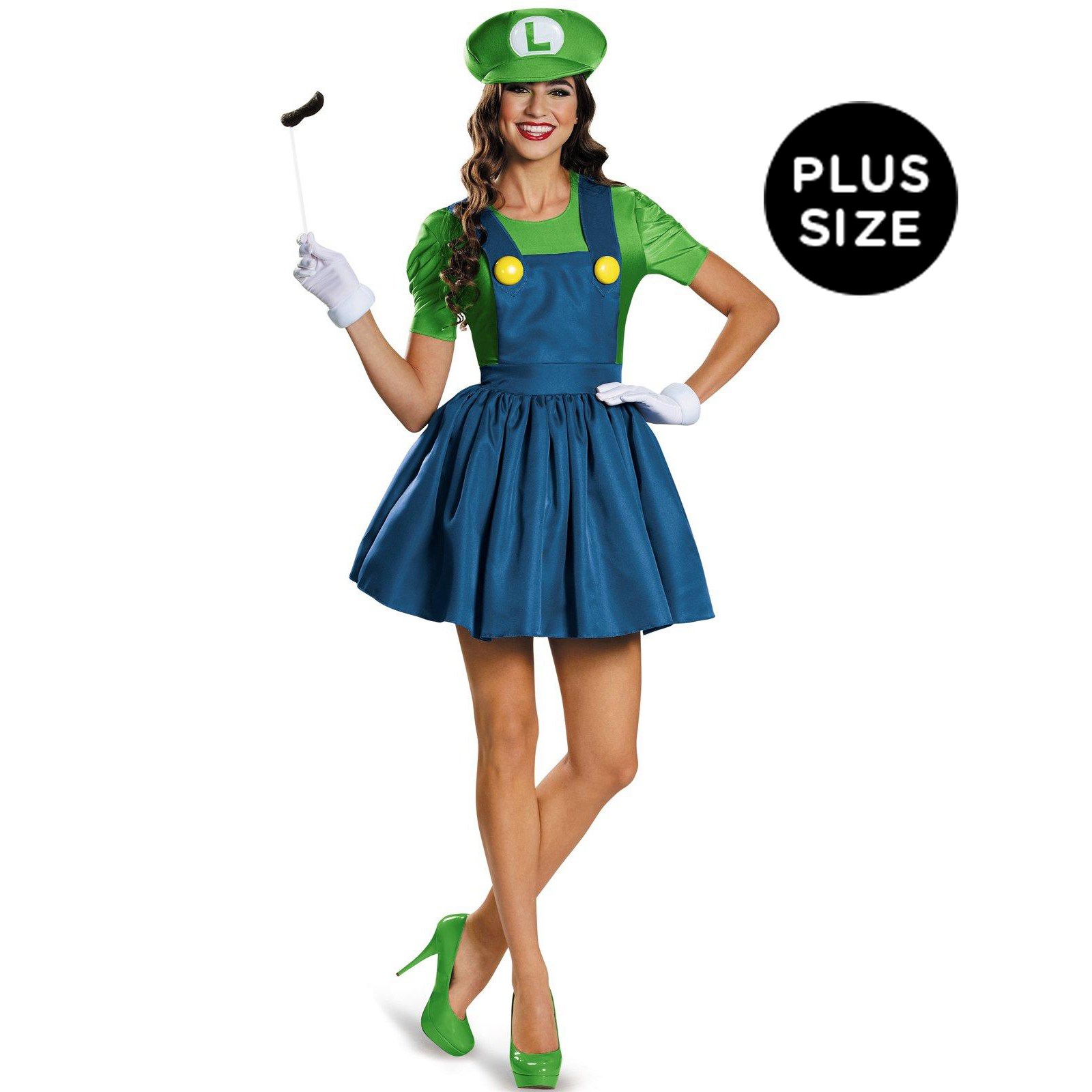 Super Mario: Plus Size Luigi Costume With Skirt For Women