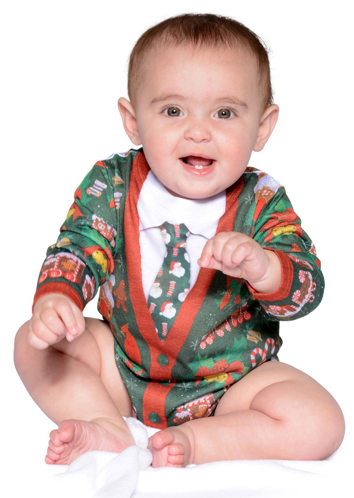 Ugly Christmas Cardigan Romper For Babies