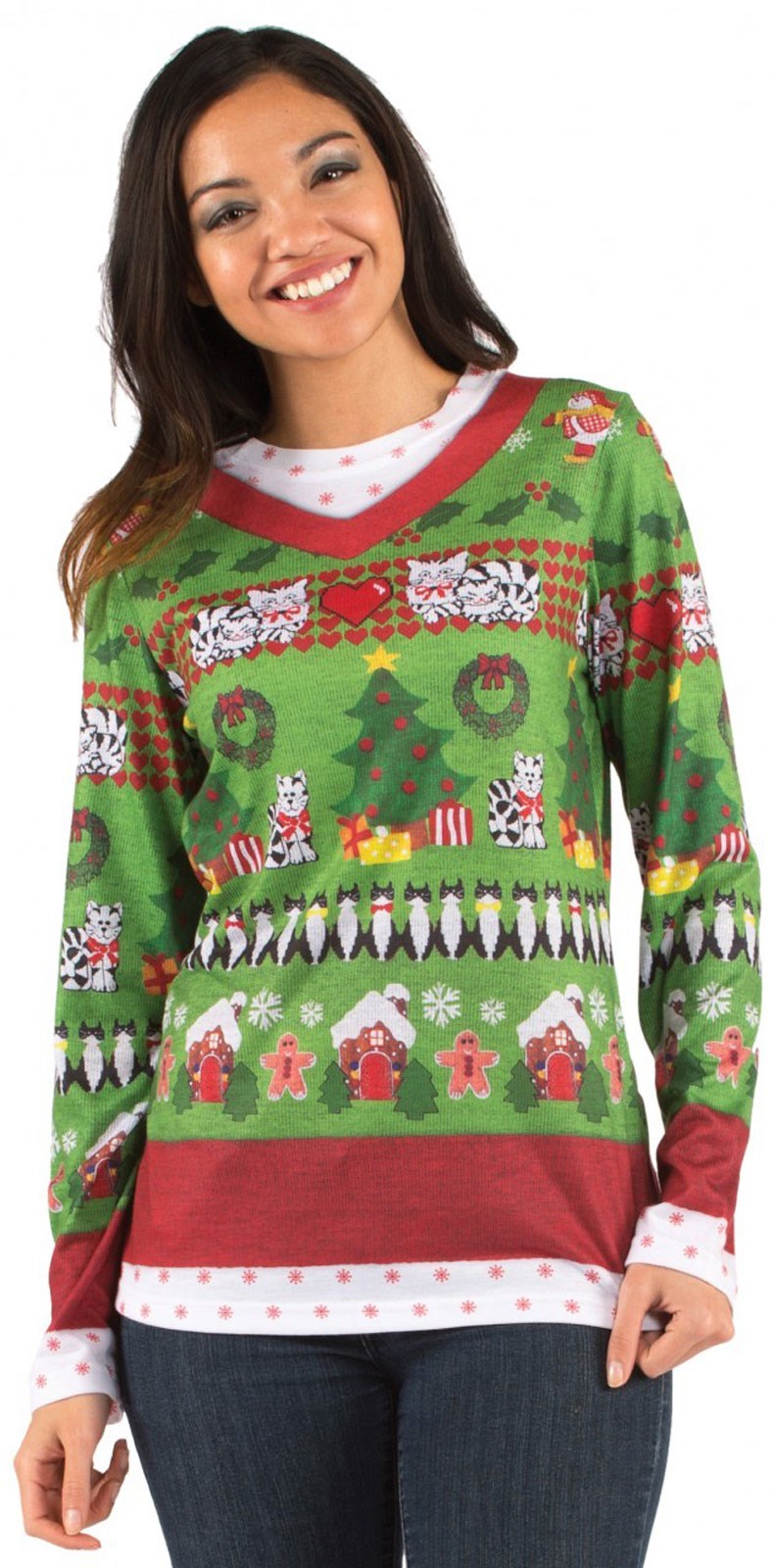 Womens Cat Ugly Christmas Sweater