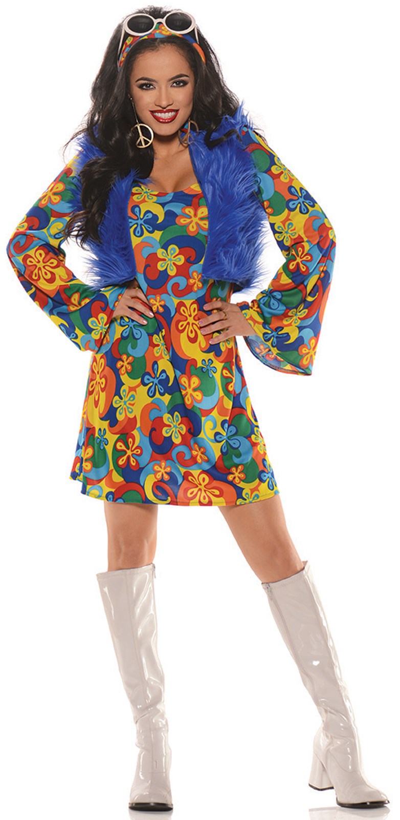 Womens Groovy Blue Hippie Costume