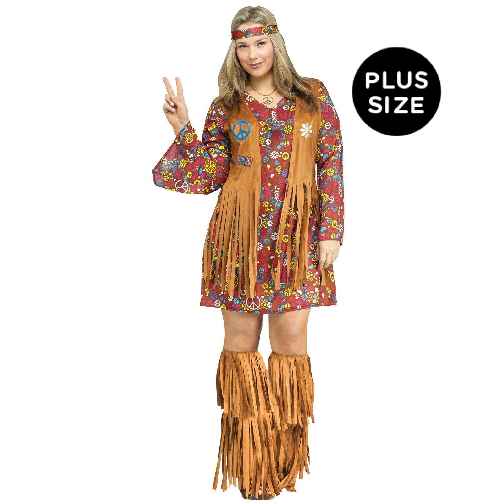 Womens Plus Size Peace and Love Hippie Costume