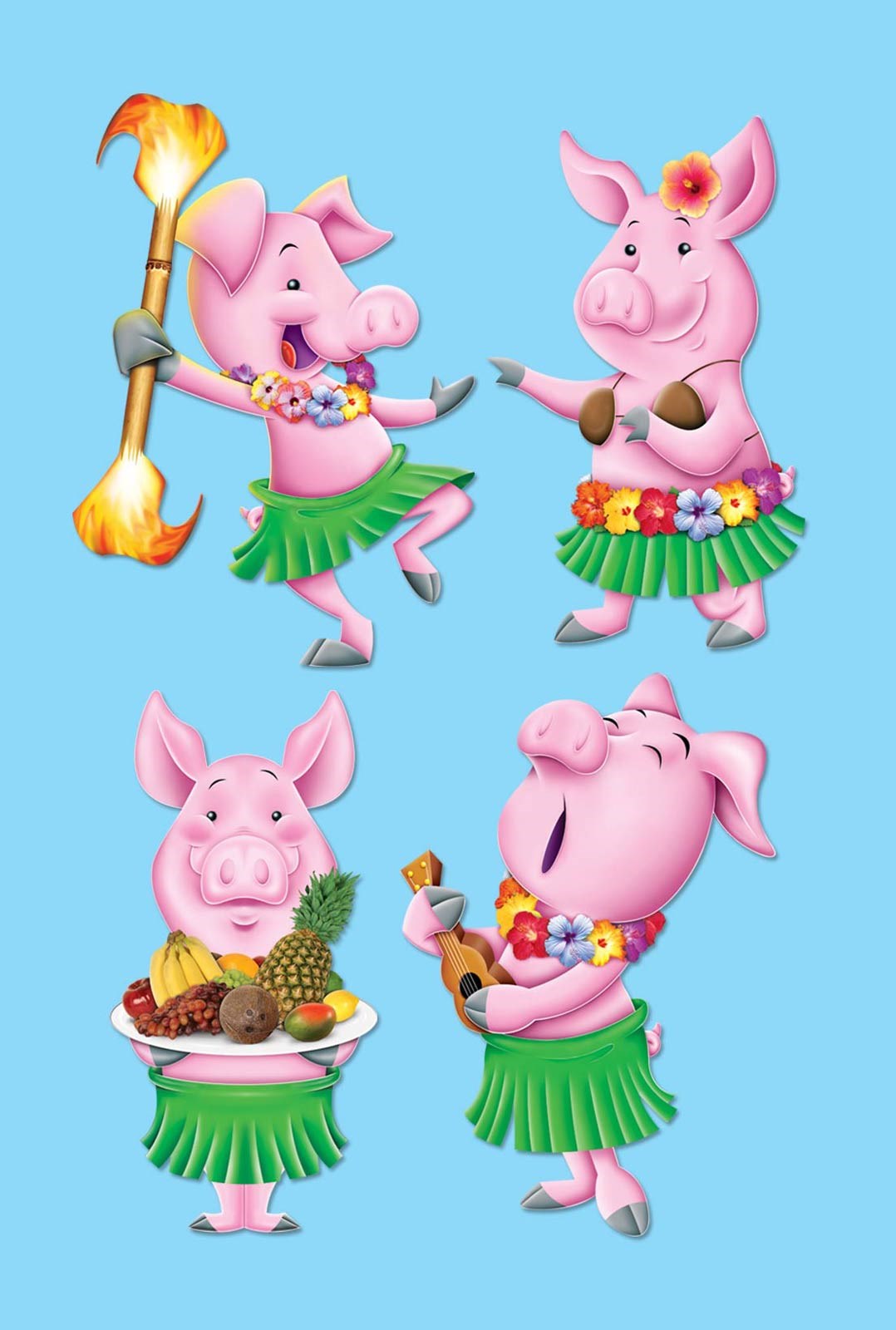 Halloween Costumes Luau Pig Cutouts (4 count)