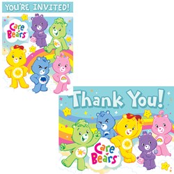 CareBears Happy Days 8 Invitations and 8 Thank You Postcards
